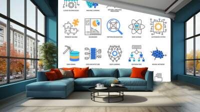 Artificial neural network icon set Wall mural