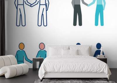 Cooperation or partnership icon set Wall mural