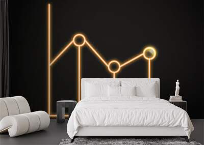 Neon line graph icon in linear style Wall mural