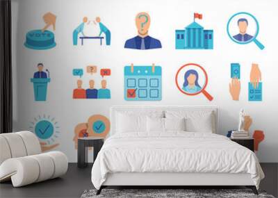 Politics icon set in flat style Wall mural