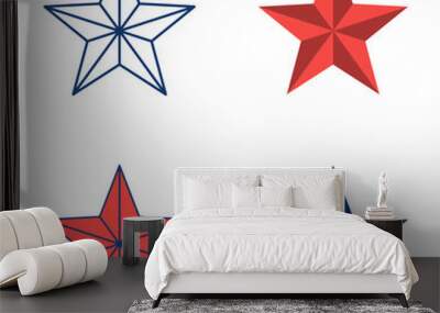 Soviet red star icon set Wall mural