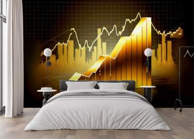 Gold chart business background, Generative AI Wall mural