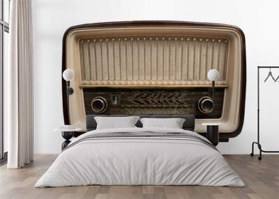 Vintage radio with brown wooden casing Wall mural