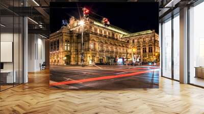 Wiener Opernhaus bei Nacht  Wall mural