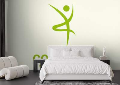 healthy lifestyle logo design, with sports or gymnastics people icons Wall mural