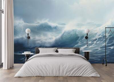 Ocean waves and stormy weather. Rough seas. Wall mural