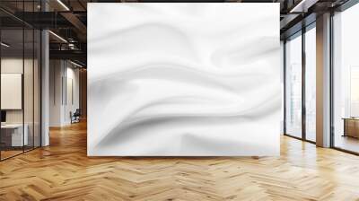 Abstract white fabric texture background. Cloth soft wave. Creases of satin, silk, and cotton. Wall mural