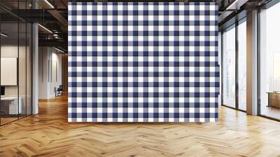 Navy and white checkered background, plaid texture seamless pattern fabric checkered background, gingham background
 Wall mural