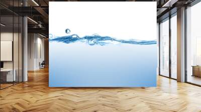 Water splash Aqua flowing in waves and creating bubbles Drops on the water surface feel fresh and clean isolated on white background Wall mural