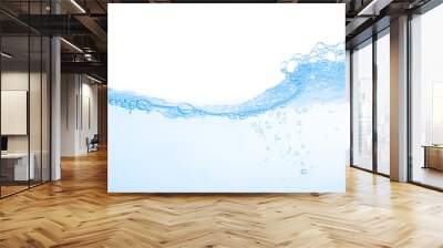 Water splash Aqua flowing in waves and creating bubbles Drops on the water surface feel fresh and clean isolated on white background Wall mural