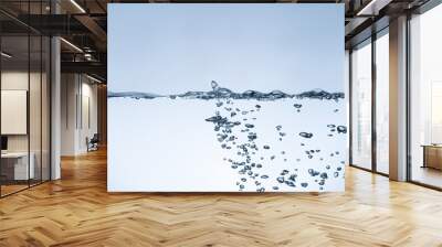 Water splash Aqua flowing in waves and creating bubbles Drops on the water surface feel fresh and clean. Wall mural