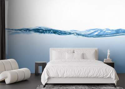 Water splash. Aqua flowing in waves and creating bubbles. Drops on the water surface feel fresh and clean. isolated on white background. Wall mural