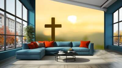 Symbol of God love to people the mountain at sunset Wall mural