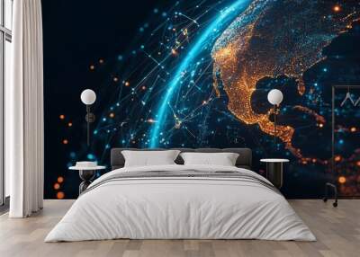 A digital artwork depicting the Earth from space Wall mural