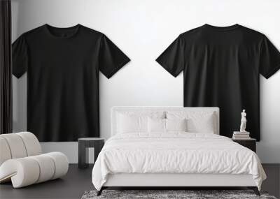 Blank Black T Shirt Mockup Front and Back View Wall mural