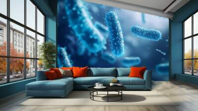 Microscopic Blue Bacteria D Render Wall mural