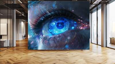 futuristic high tech eye background Wall mural