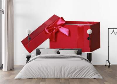 open red gift box on a white background Wall mural