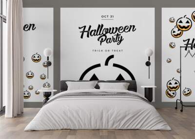 Halloween party invitation set with icon pumpkins Wall mural