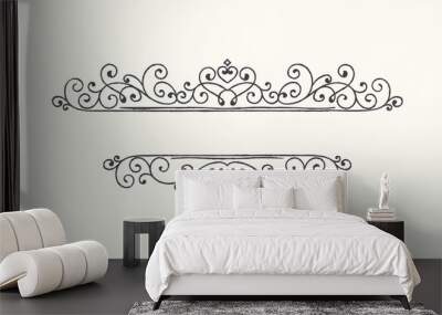 Hand drawn decorative border in grunge retro style Wall mural