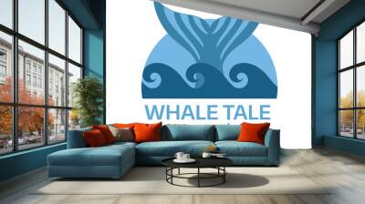 Whale tail logo. Vector isolated illustration. Wall mural