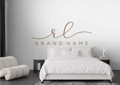 Letter RL gold Initial handwriting design logo template. Wall mural