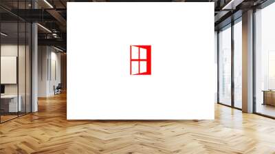 red window modern logo design, icon flat and monocrome Wall mural