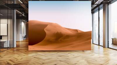 Contrast orange dunes and blue sky. Desert dunes landscape with contrast skies. Minimal abstract background. 3d rendering Wall mural