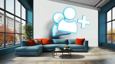 Follower symbol or icon on white background. 3d rendering. Social media concept. Wall mural