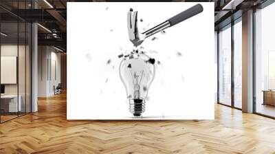 hammer crashing on light bulb Wall mural