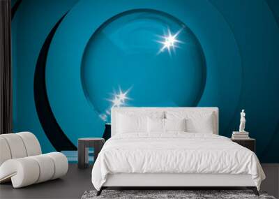 Magic Ball Fortune Teller on Blue Abstract Background And Showcase, 3d rendering., Copy Space Wall mural