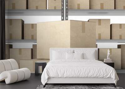 warehouse shelves with boxes Wall mural