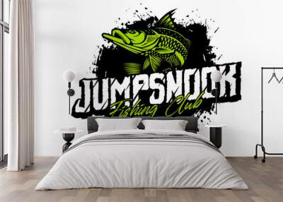 fish logo Jumping Snook fishing logo isolated background Wall mural