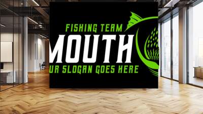 fishing logo Big Mouth Grouper Bass fish vector isolated background Wall mural