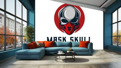 Mask Military Skull Wings and Shield modern design template for labels, emblems, badges or other. Wall mural