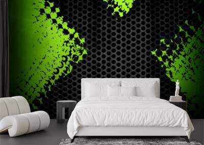 abstract green metal with x design background Wall mural