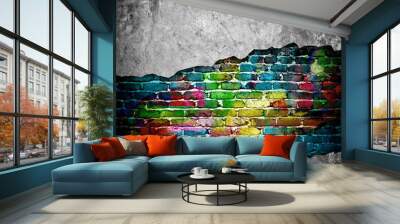 cracked brick wall Wall mural