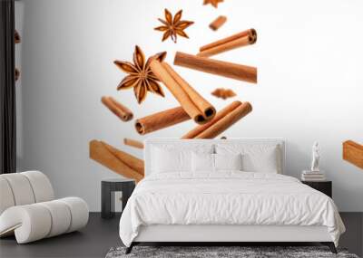 cinnamons isolated on white background Wall mural