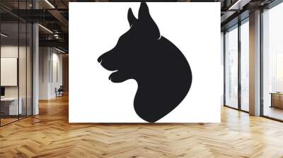 Black silhouette head of the dog on white background Wall mural