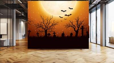 Halloween background with graveyard Wall mural