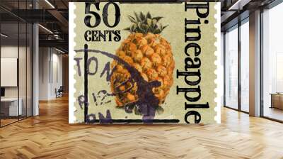 Collage Element Pineapple Post Stamp Wall mural