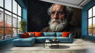 A white beard old man portrait painting  Wall mural