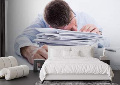 sleeping businessman. Wall mural