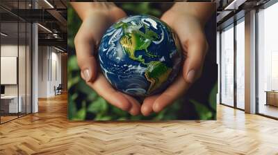 Earth in the hands Wall mural