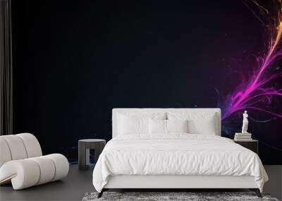 colorful wave on black background with copy space, space for text and design  Wall mural