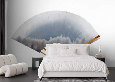 Watercolor illustration of a gray-blue open paper fan with a winter style. Element isolated on white background Wall mural