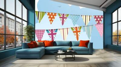 bunting and blue sky 2 Wall mural