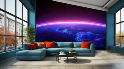 digital earth glow: global network concept Wall mural