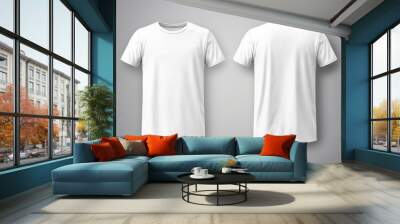 Photo white t-shirts with copy space. Created with Generative AI Wall mural