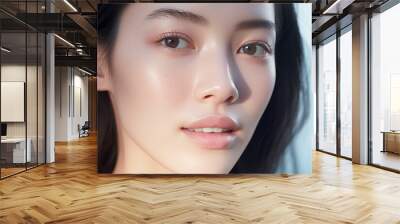 Portrait of beauty asian woman with perfect healthy glow skin facial Wall mural